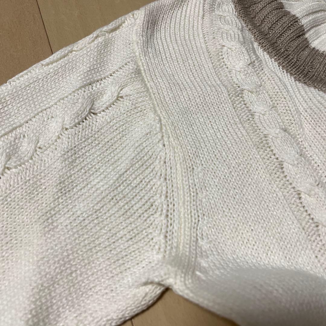 ニット Vandori 白×グレージュ　サイズL