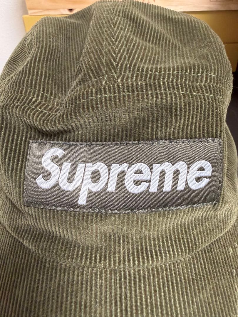Supreme コーデュロイキャップ オリーブ