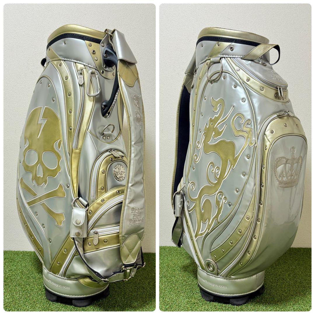 ダンスウィズドラゴン　キャディバッグ　3点式　ゴールド　エナメル　フードなし