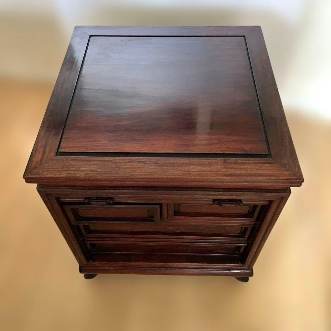 【美品】唐木家具 蛇腹扉•収納付ミニチェスト ヴィンテージ