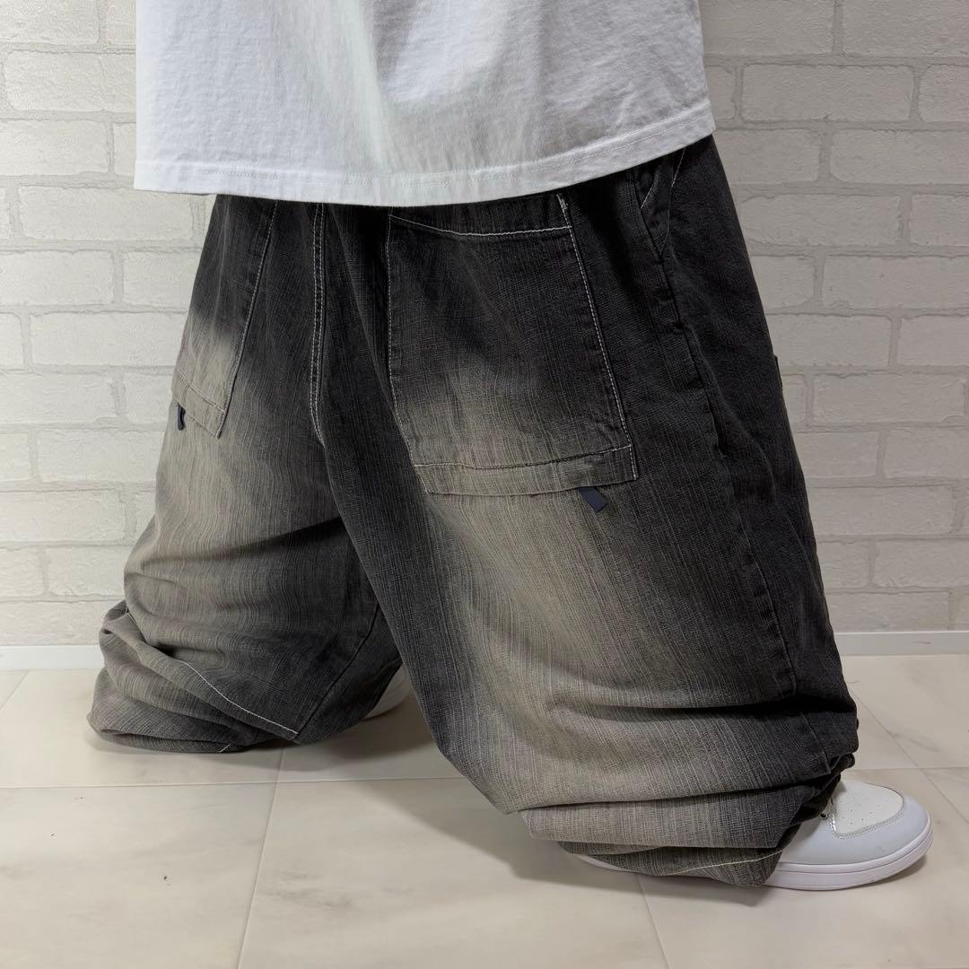 PWT 多ポケット 超極太 オーバーサイズ ブラックデニム バギーパンツ B系