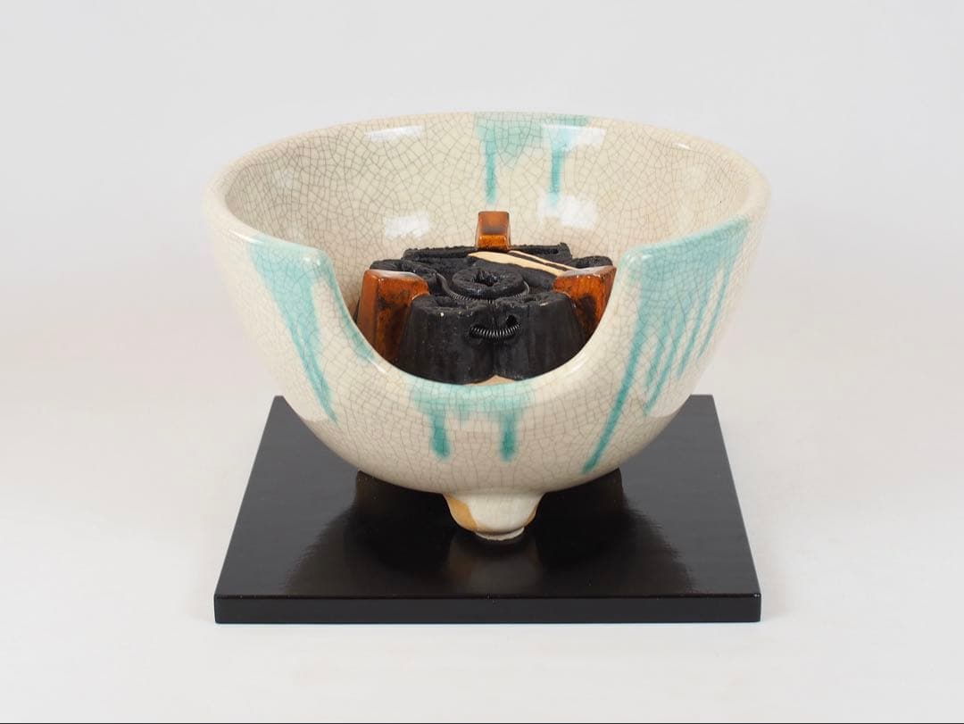 野々田式 風炉型電熱器 さつま 織部 (動作OK) 茶道具 元箱付き