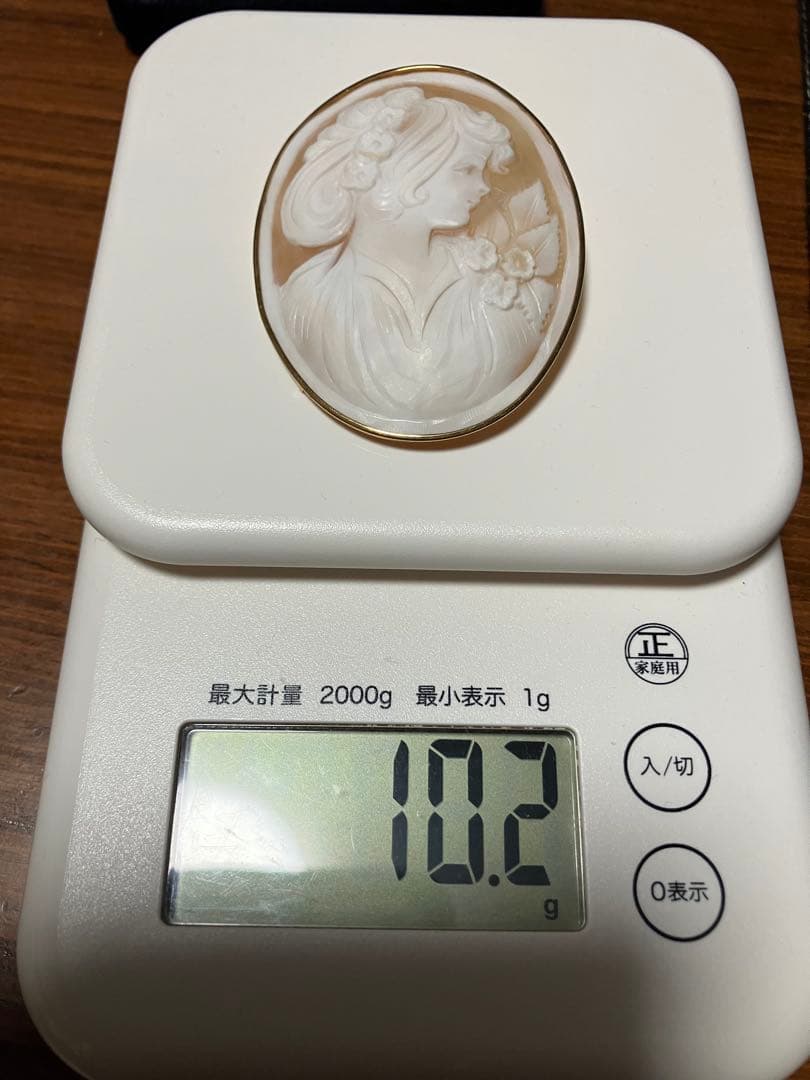 カメオ シェル ブローチ K18