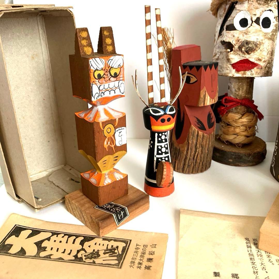 鬼こけし 妖怪 大津絵 鬼剣舞 魔除け鬼 鹿踊り 祭事 むくり こくり 怪異6点