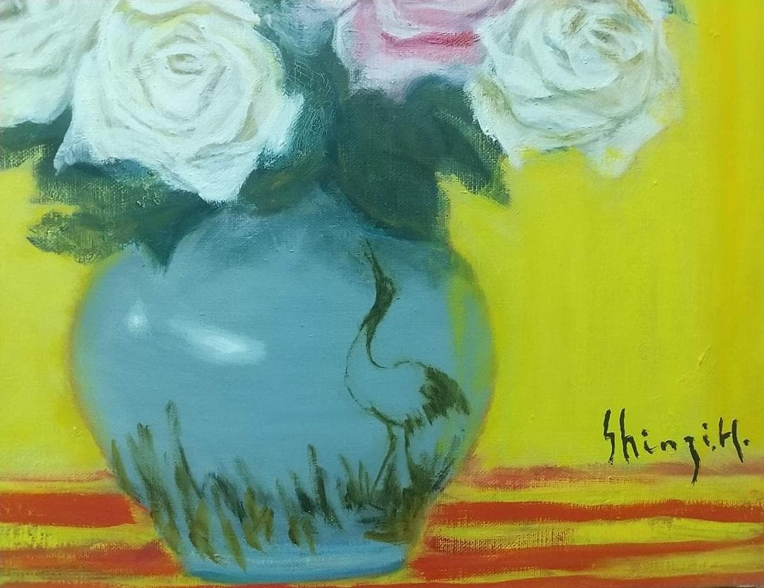 F8 「薔薇」A 油絵 油彩画 絵画 アート 静物