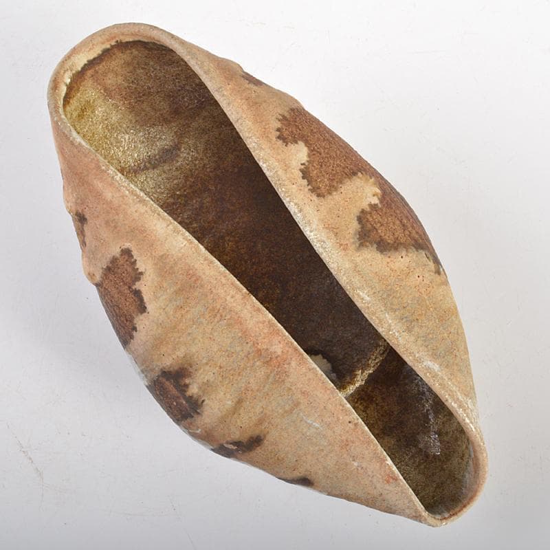 唐津焼　古唐津　釉垂れ　手びねり　変形碗　時代箱付　C　R6652