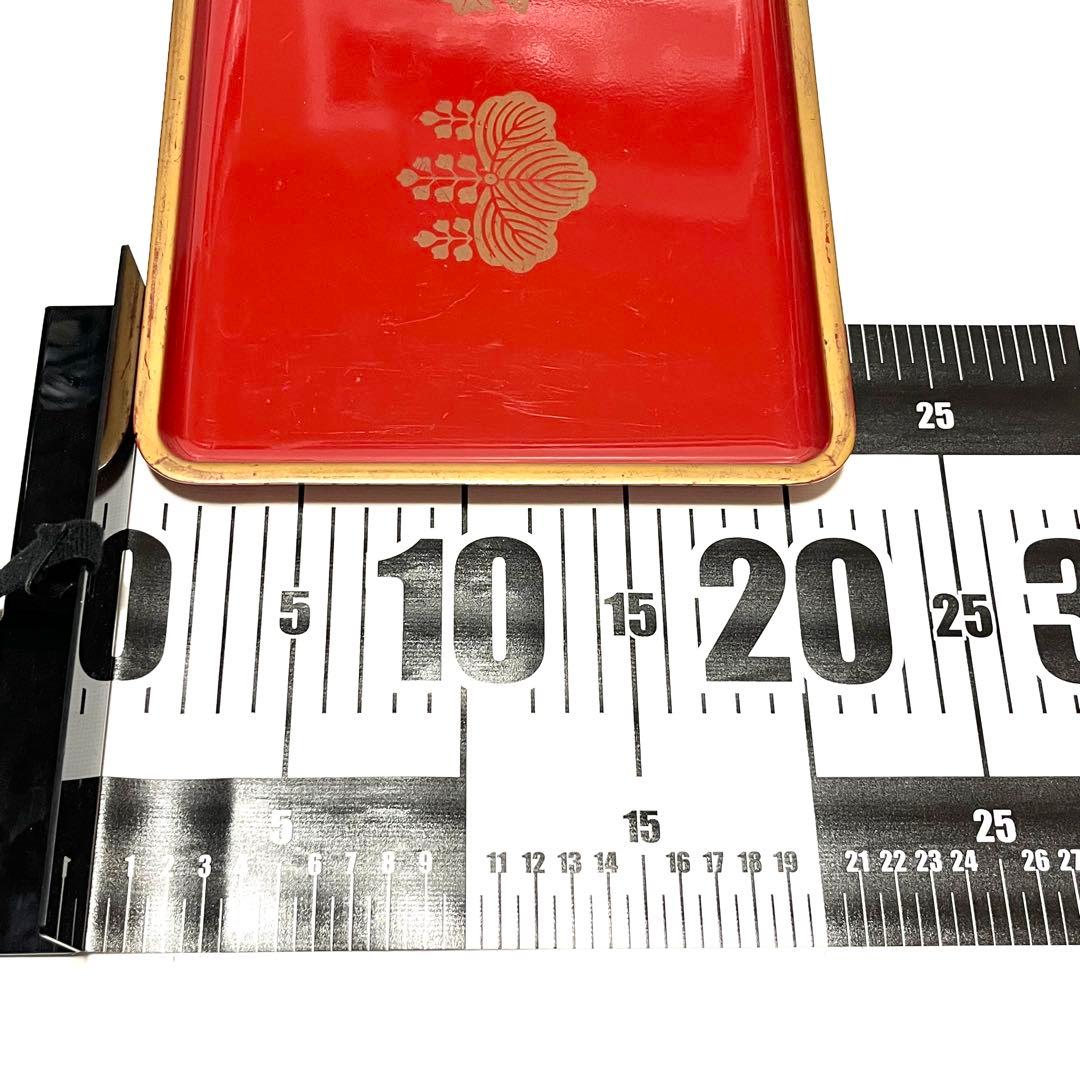 ■両山紋・茶菓盆■曹洞宗・久我竜胆・五七桐・角盆・トレー・漆器・朱色・慶事・茶道