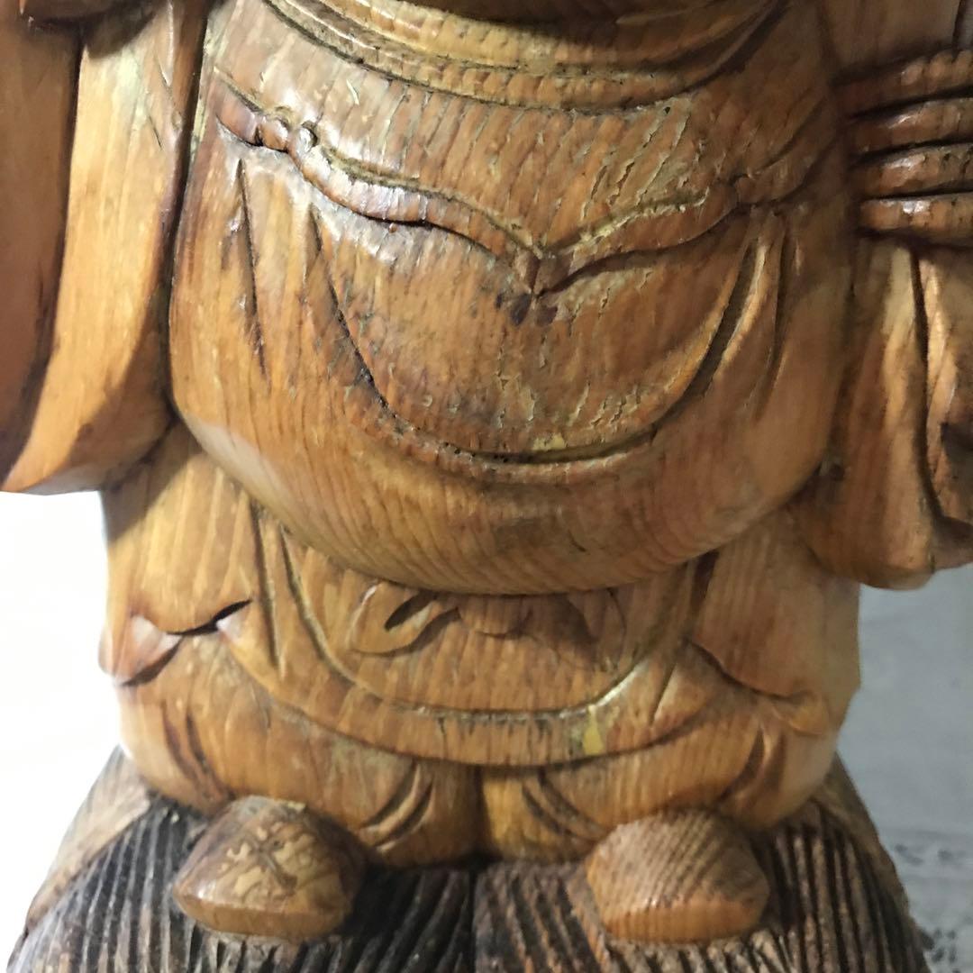 木製 福の神 大黒天 彫刻 約30cm