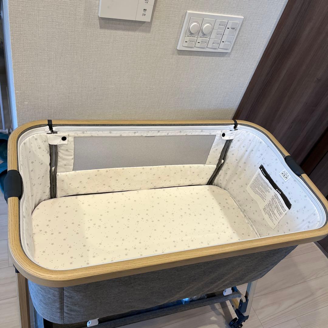 hzdmj ベビーベッド グレー 星柄