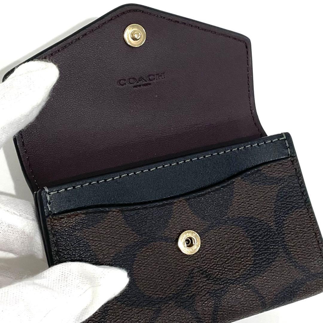 COACH 名刺入れ ブラック/ブラウン シグネチャー カードケース コーチ