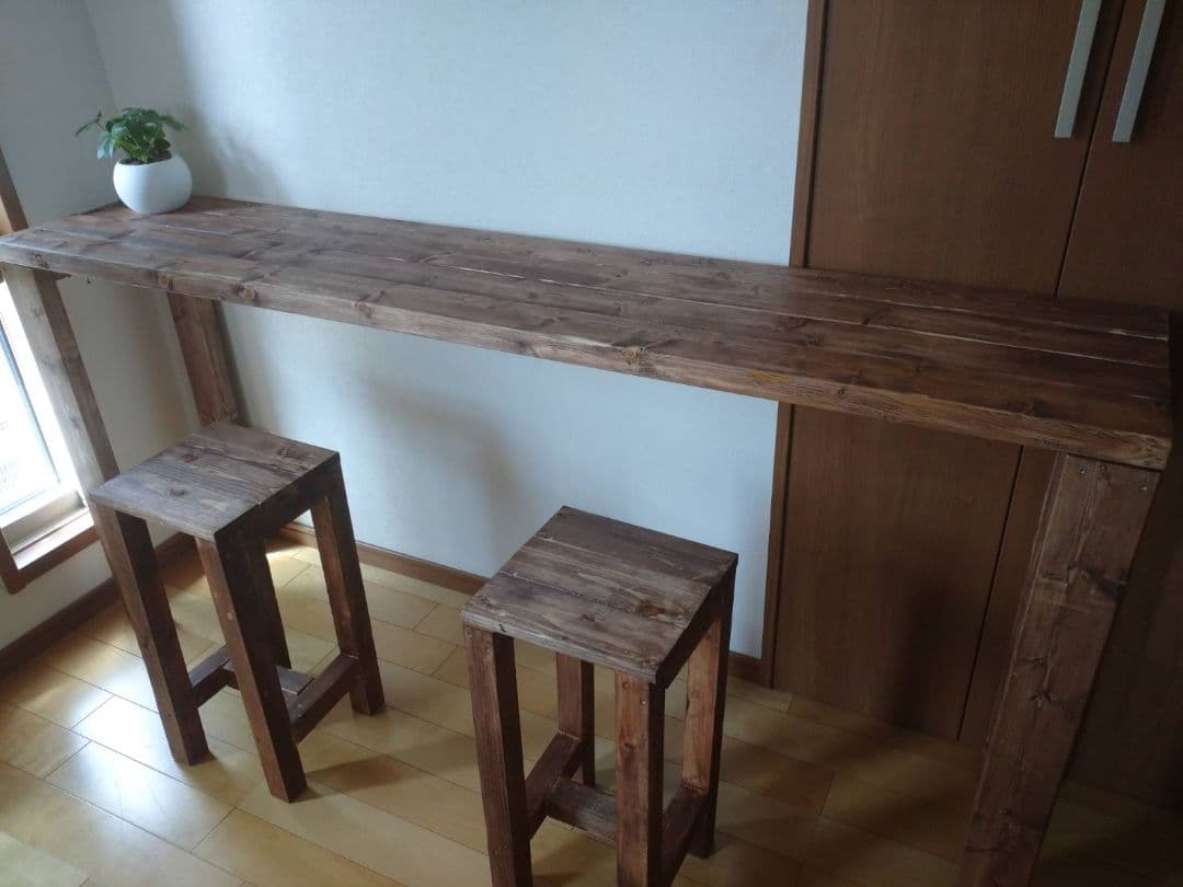 【ベックさん】180 カウンターテーブル 無垢材　アンティーク風　木目調