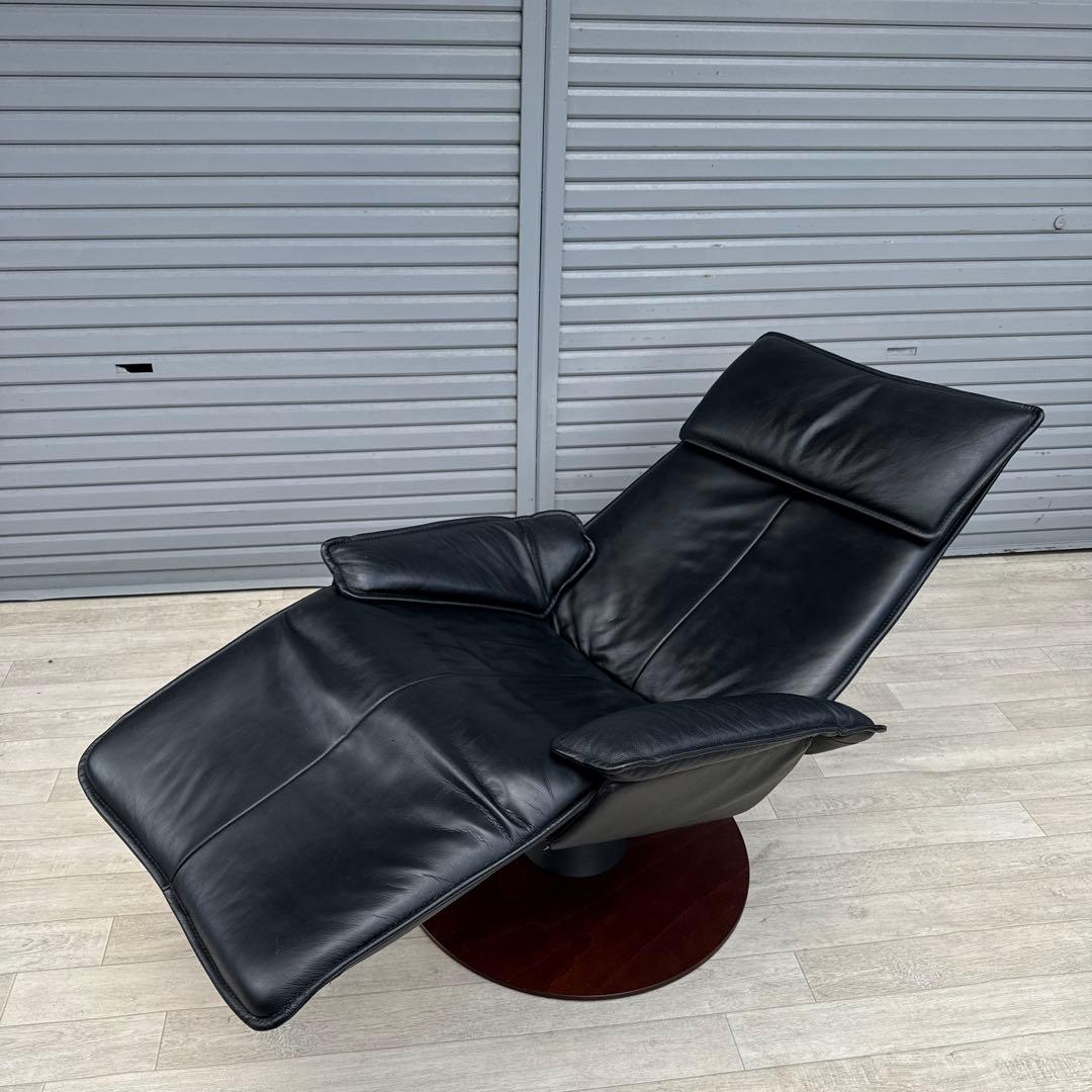 最高級 北欧 ノルウェー MODI モディ リクライニングチェア 総革 ブラック
