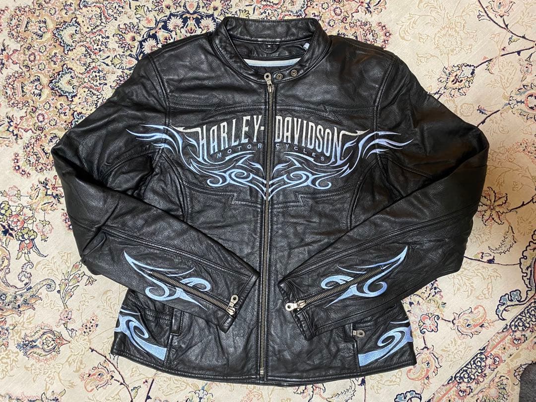 新品未使用Harley-Davidson ブラックレザージャケットフレアーロゴ