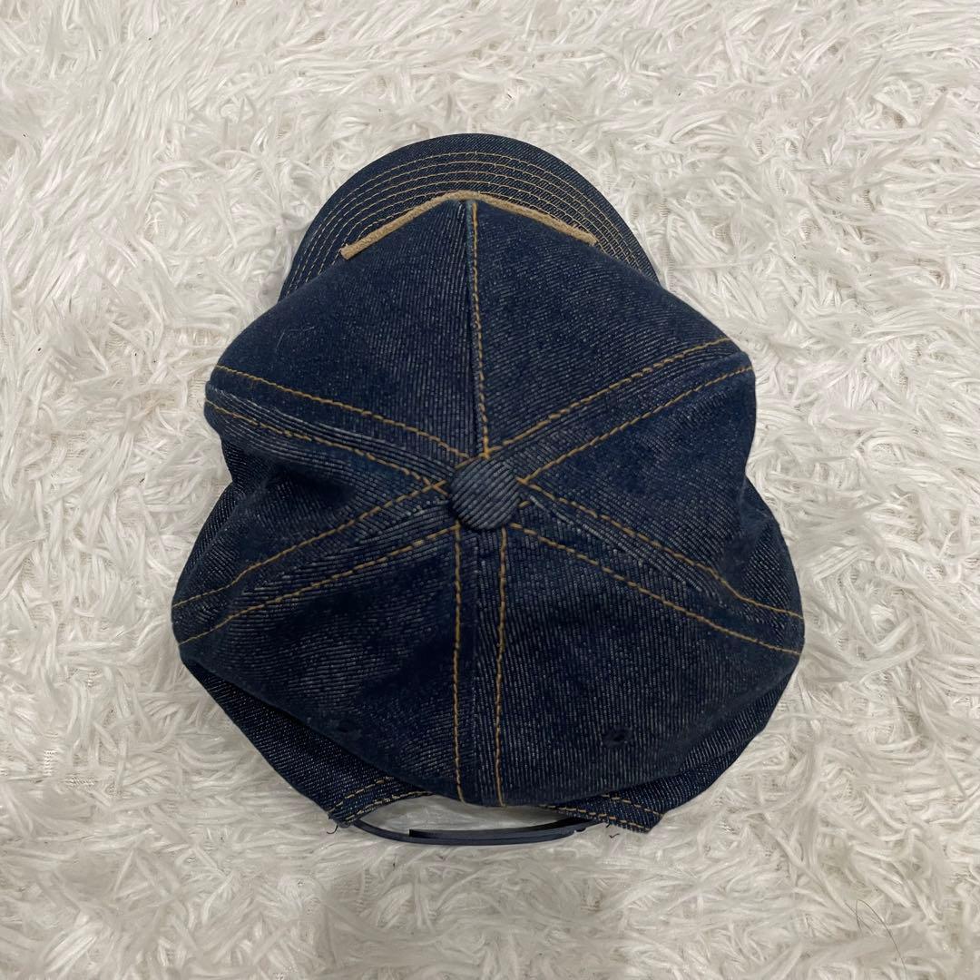 STUSSY 90~00s 6パネル　デニムキャップ　レザーパッチ　オールド