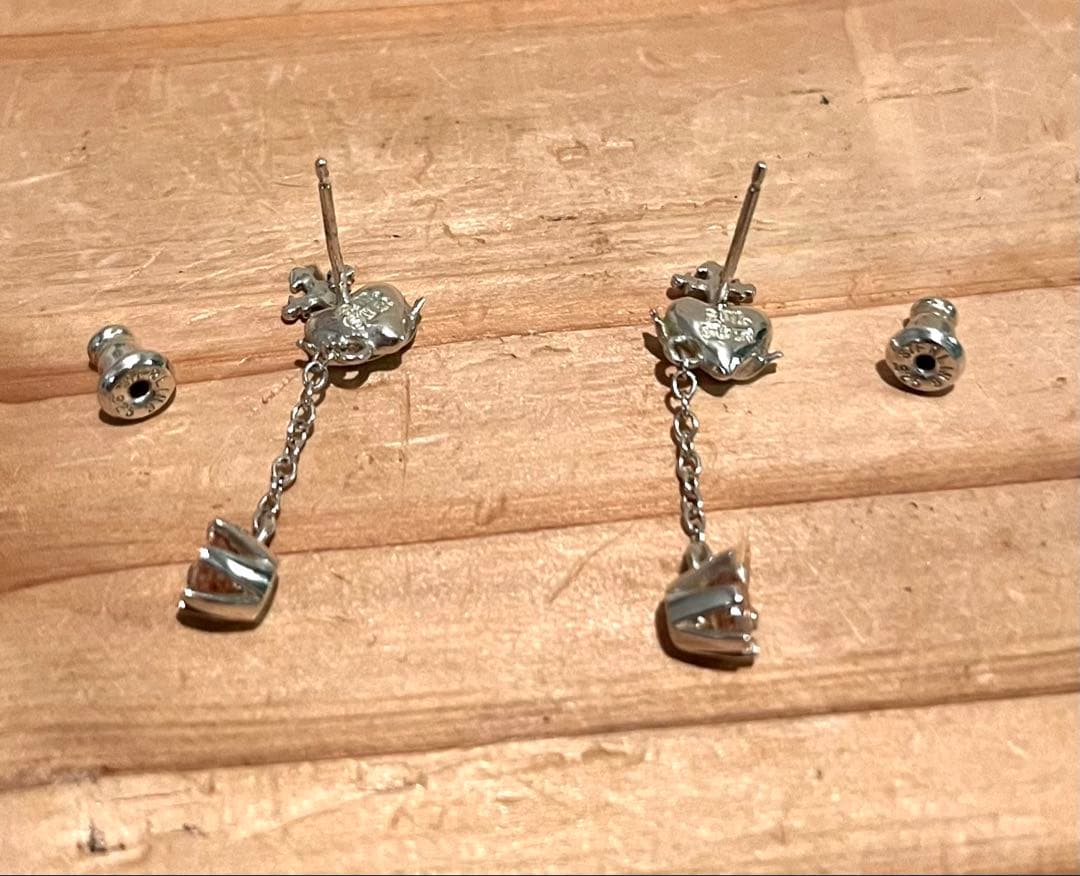 【e.m】イー•エム ハート&キュービックジルコニアピアス 片耳用×2点セット