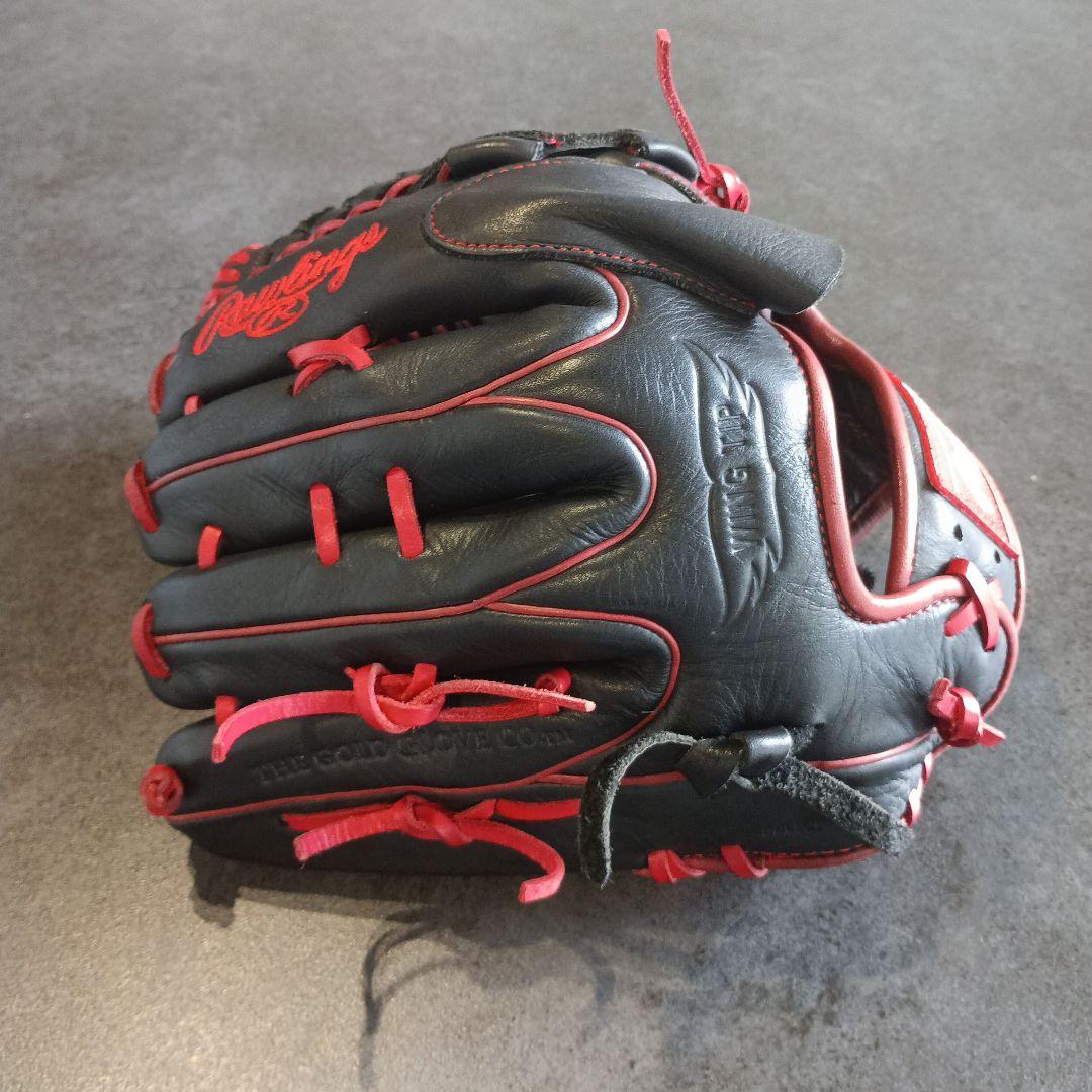 Rawlings 軟式グローブ 黒/赤 大人用　ピッチャー用