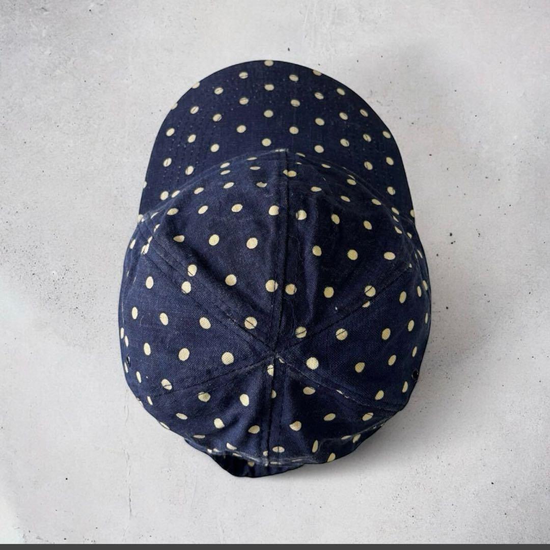 90's VINTAGEドット柄ロングビルキャップ帽子古着フェードCAP90年代