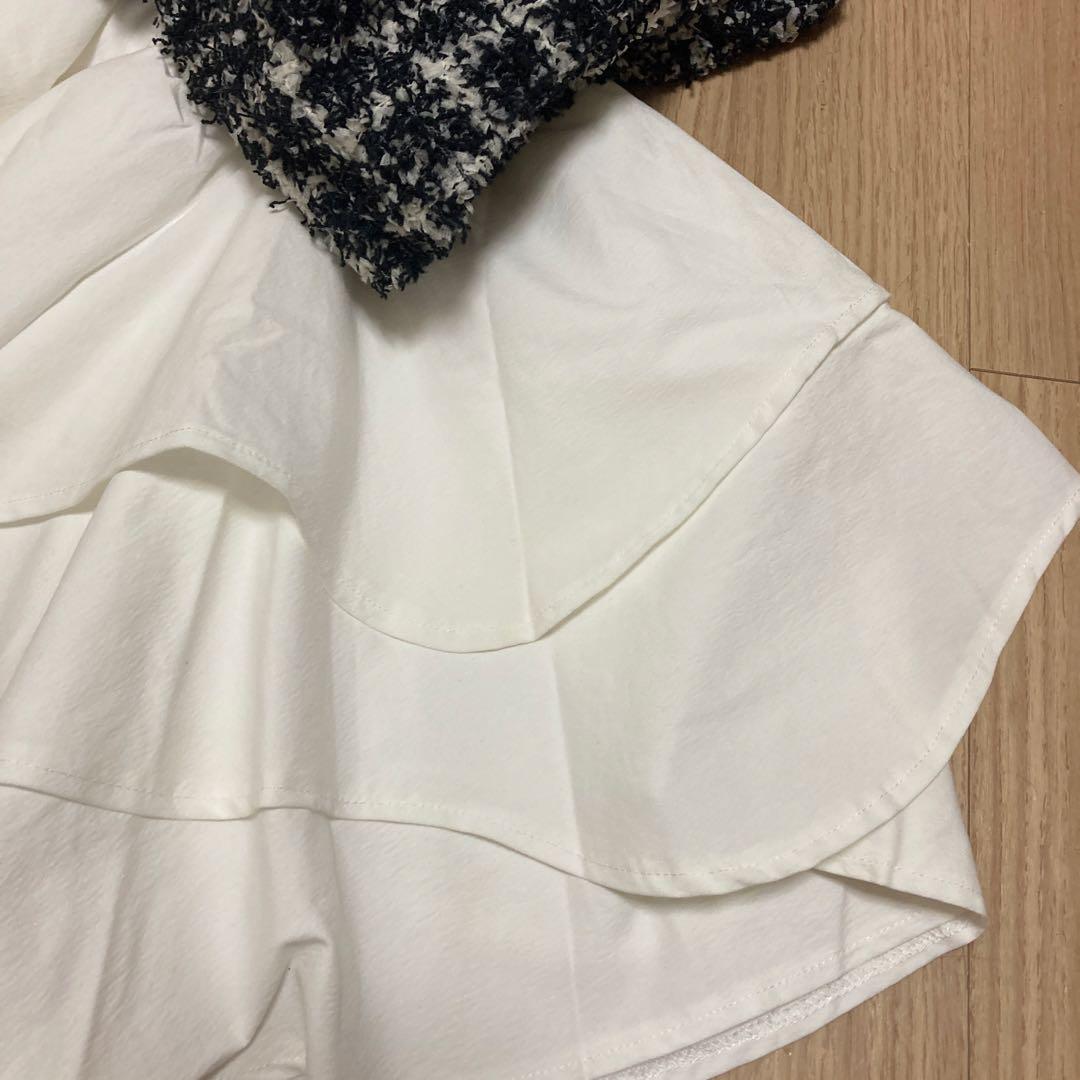 Darich ボリュームフリルツイードニットミニワンピース ブラック Ｆ