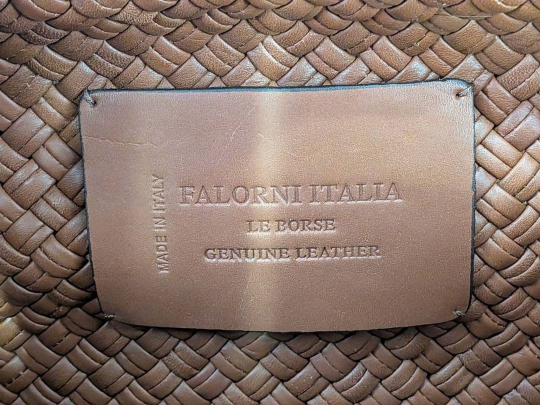 【未使用】FAROLNI ファロルニ イントレチャートレザー トート バッグ 茶