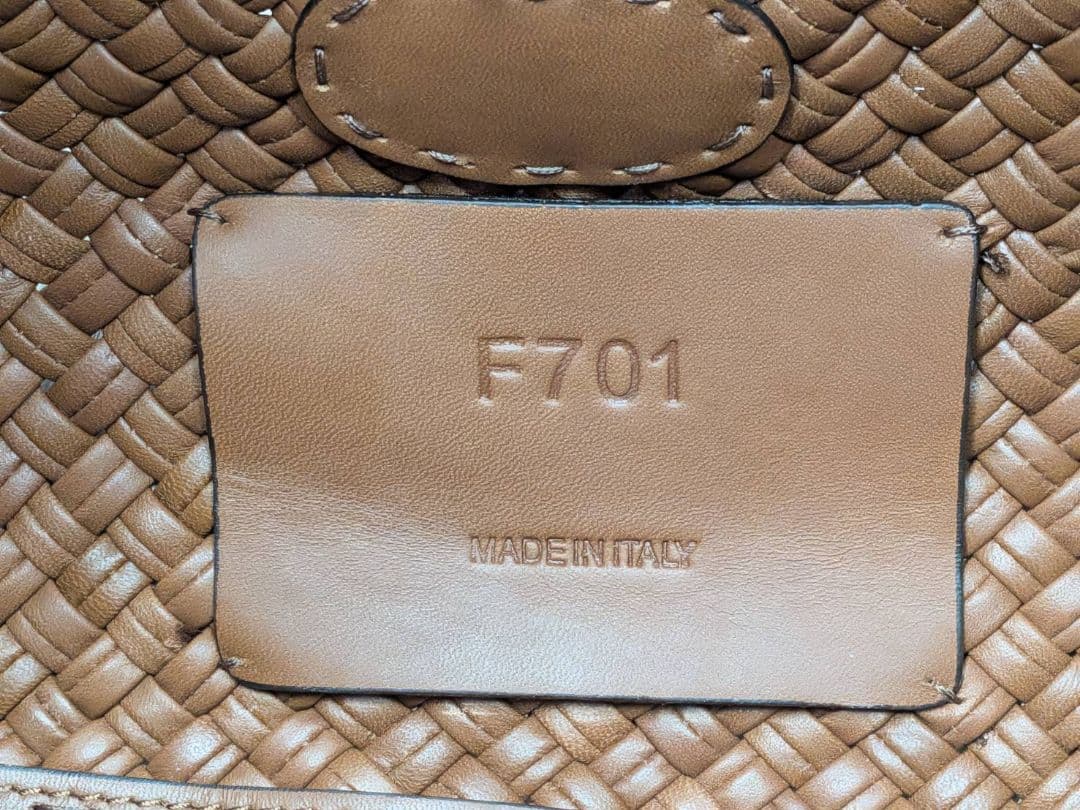 【未使用】FAROLNI ファロルニ イントレチャートレザー トート バッグ 茶