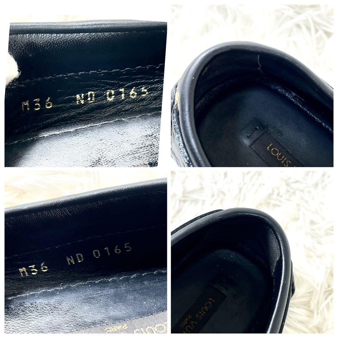 ルイヴィトン　ローファー　革靴　フラットシューズ　ブラック　黒　レザー