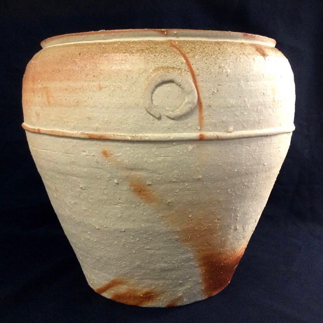 備前焼 水屋甕 大壷 渡辺聡作 花器 供箱付 AB5