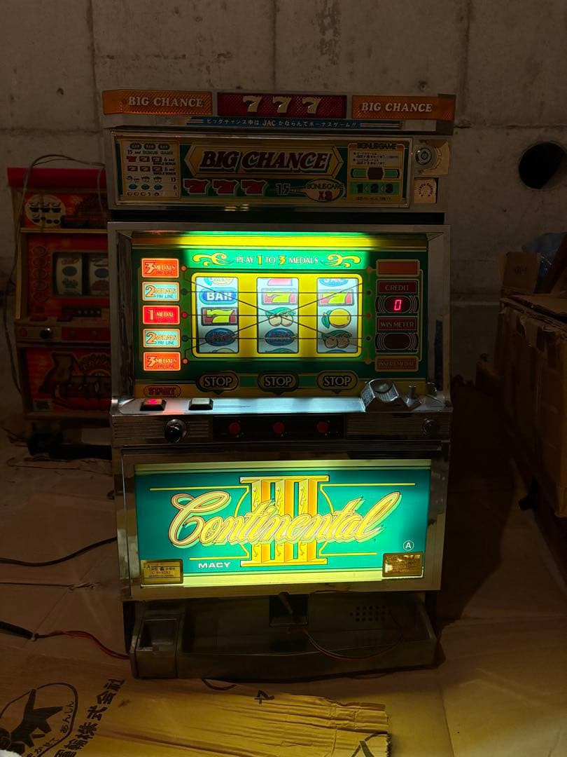 【通電確認済み】パチスロ実機 コンチネンタルIII 緑 レトロ スロットマシン