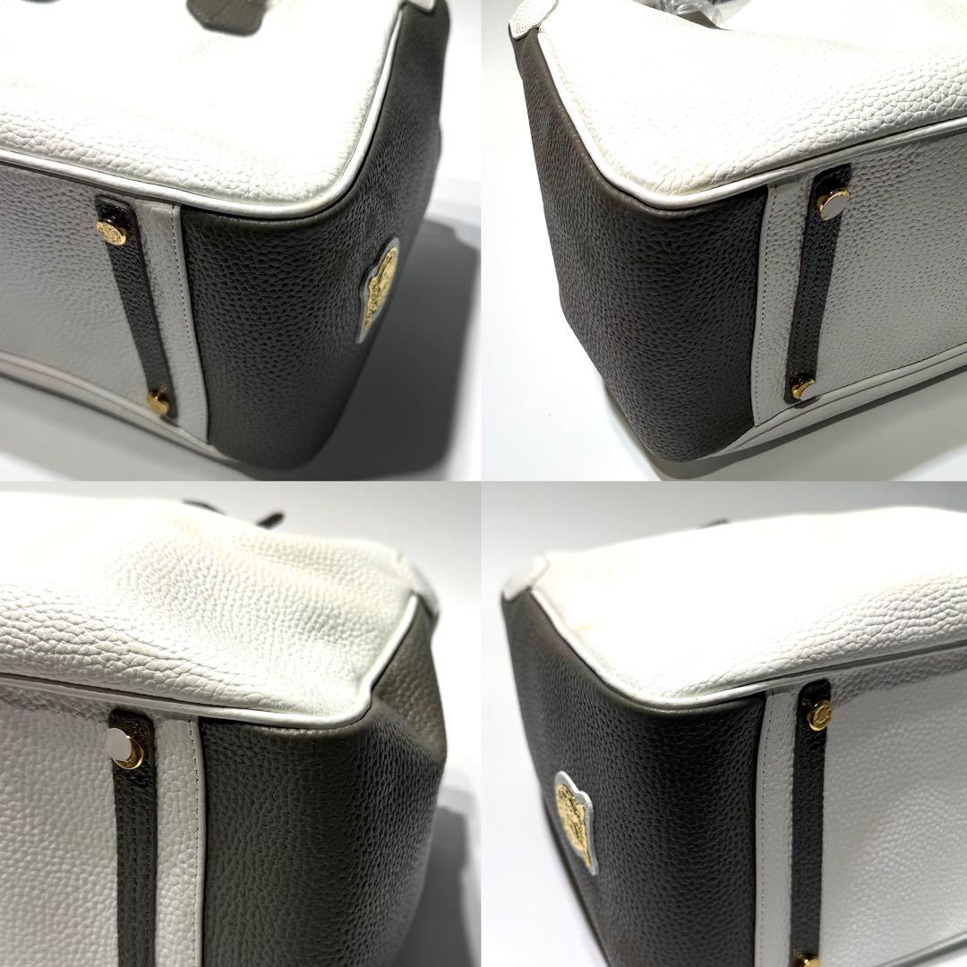 未使用品☆ADMJ エーディーエムジェイ ハンドバッグ バイカラー シボ革