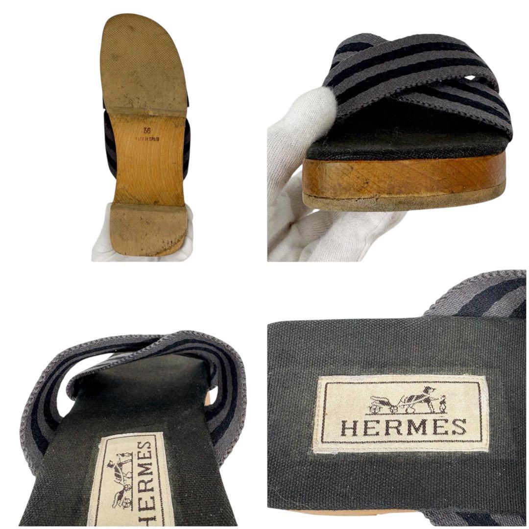 エルメス HERMES エールライン フールトゥ サナリー ブラック サンダル