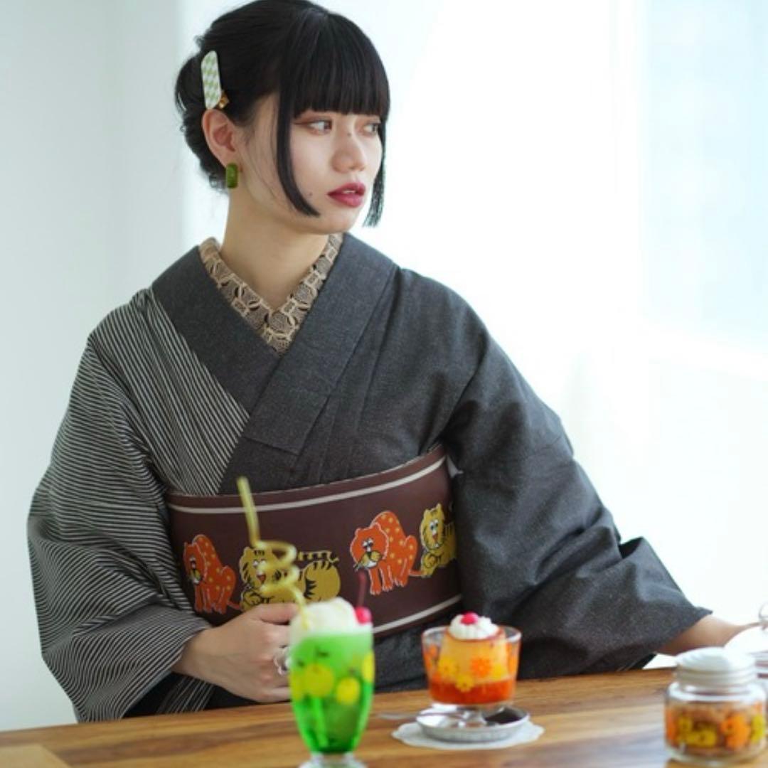 アデリアレトロ×ニコアンティーク　デニム着物　帯セット