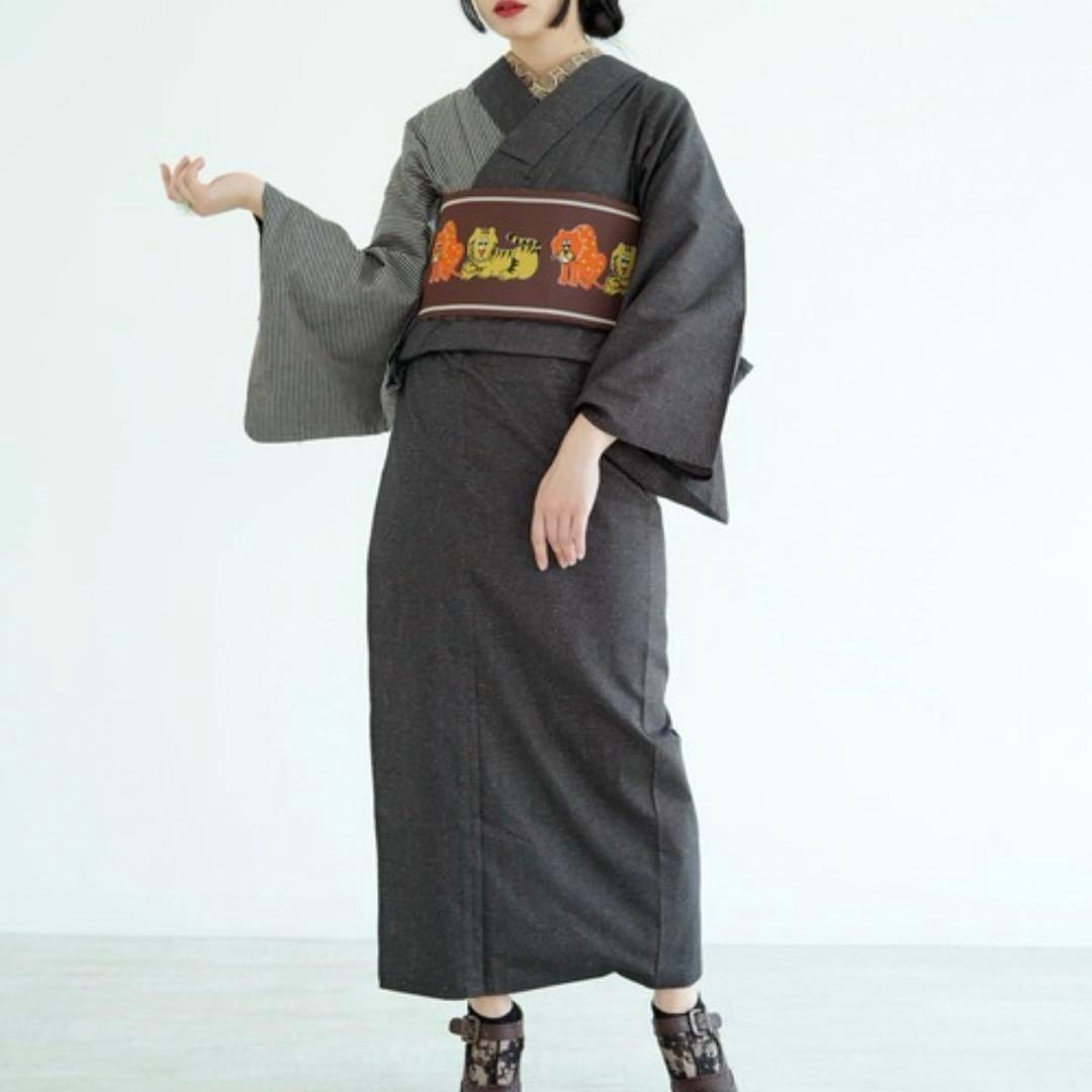 アデリアレトロ×ニコアンティーク　デニム着物　帯セット