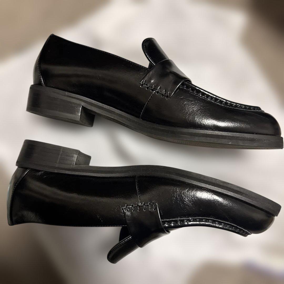 anuans アニュアンス　レザーローファー　ブラック　L