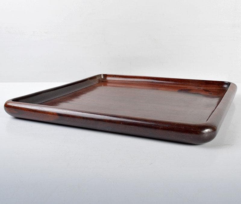 中国　唐木紫檀製　無垢刳り貫き　煎茶盆　香盆　M　R4359B