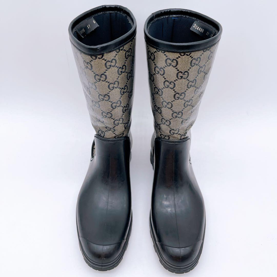 【GUCCI】グッチ GGスプリーム レインブーツ size37 箱付き