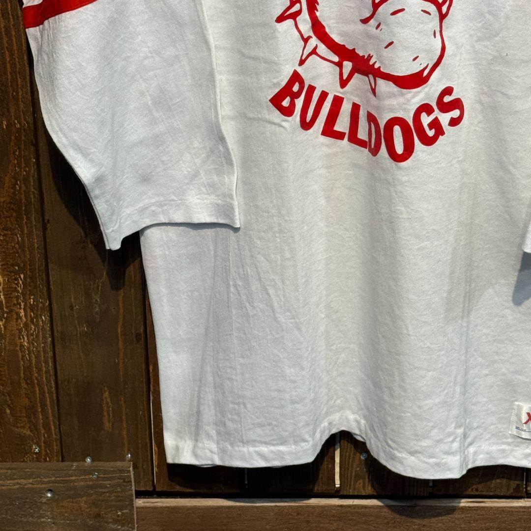 80s 90s ヴィンテージ フットボールT ラバープリント ブルドッグ