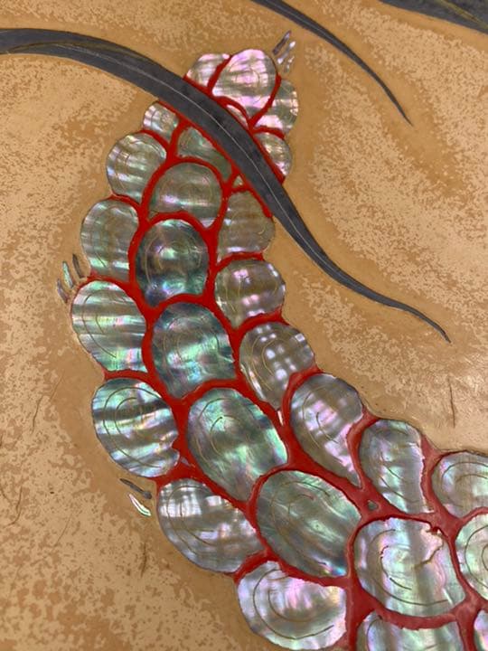 番浦省吾　漆芸作家　「粟の図」大盆　盆器　螺鈿