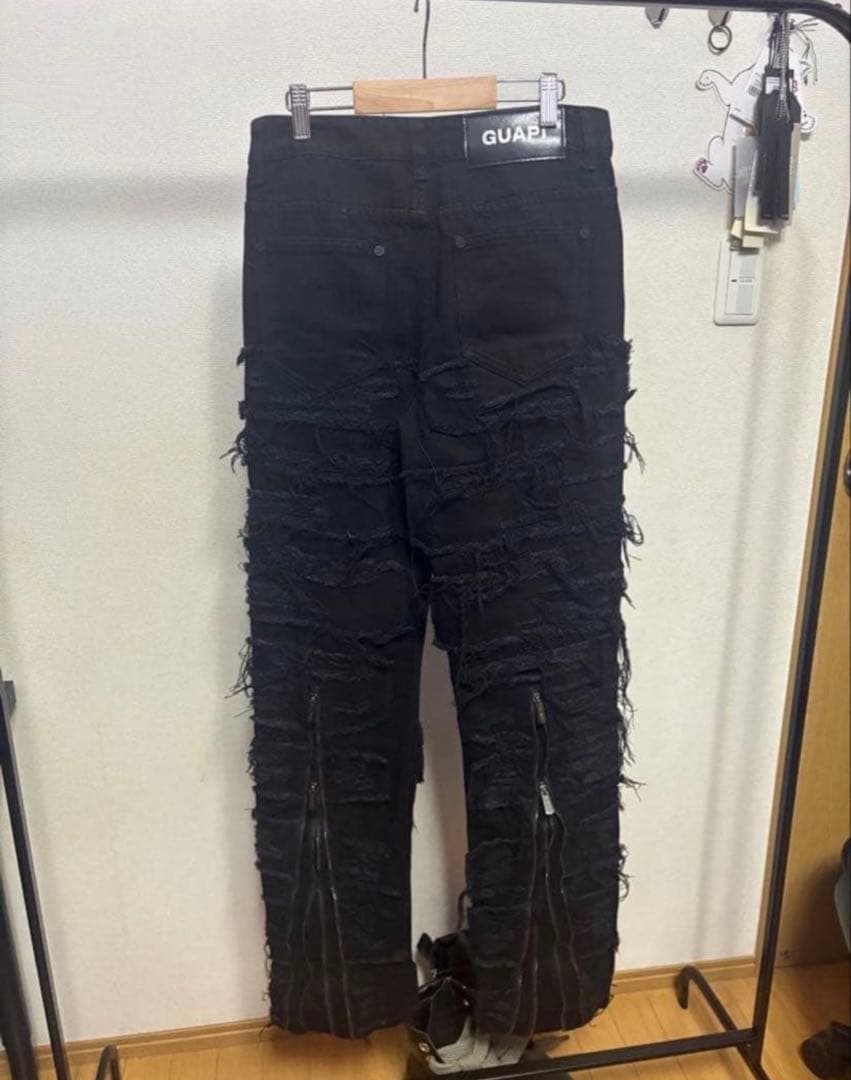 【希少】未使用タグありGUAPI デストロイ　バギーデニム　裾ジップ　S 28