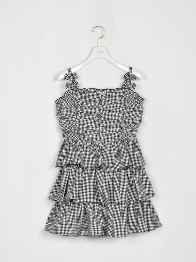 evelyn リボンキャミギャザーOP ギンガム