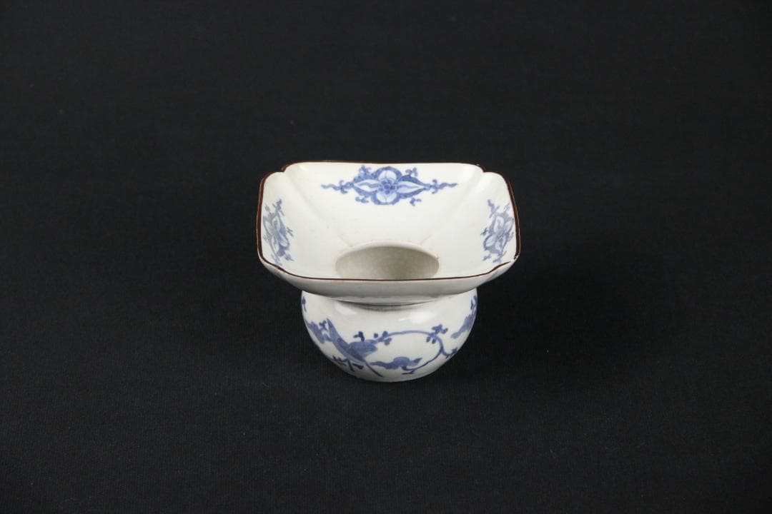 中国 明末清初 青花花卉文 渣斗 茶渣器 茶道具 文房具 古陶磁 FJ11-10