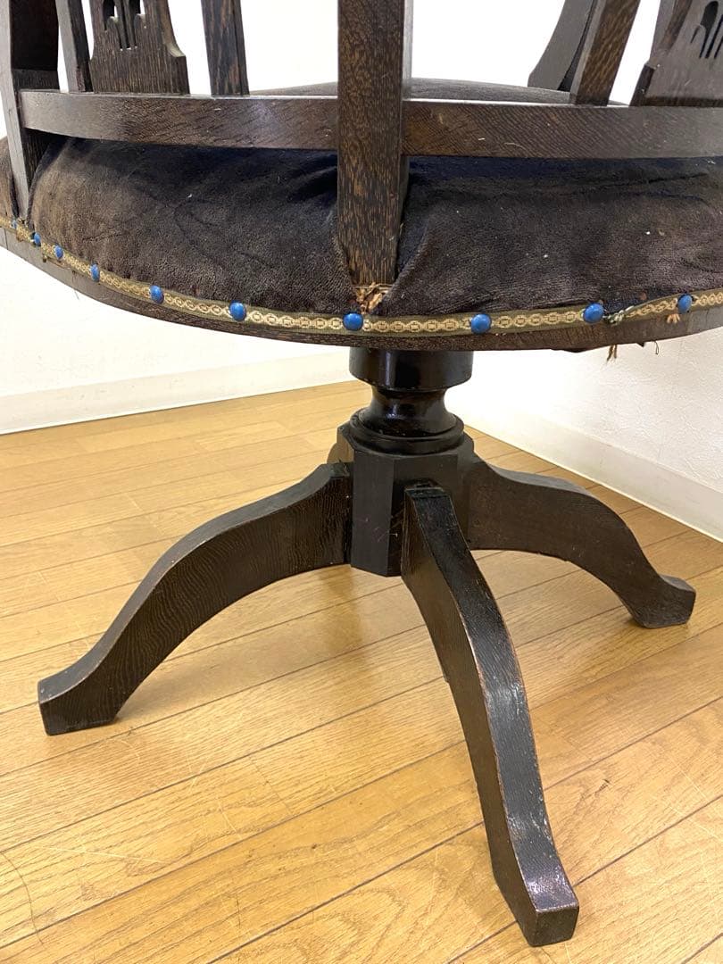 アンティーク レトロ ドクターチェア 回転椅子 ベロアシート当時物