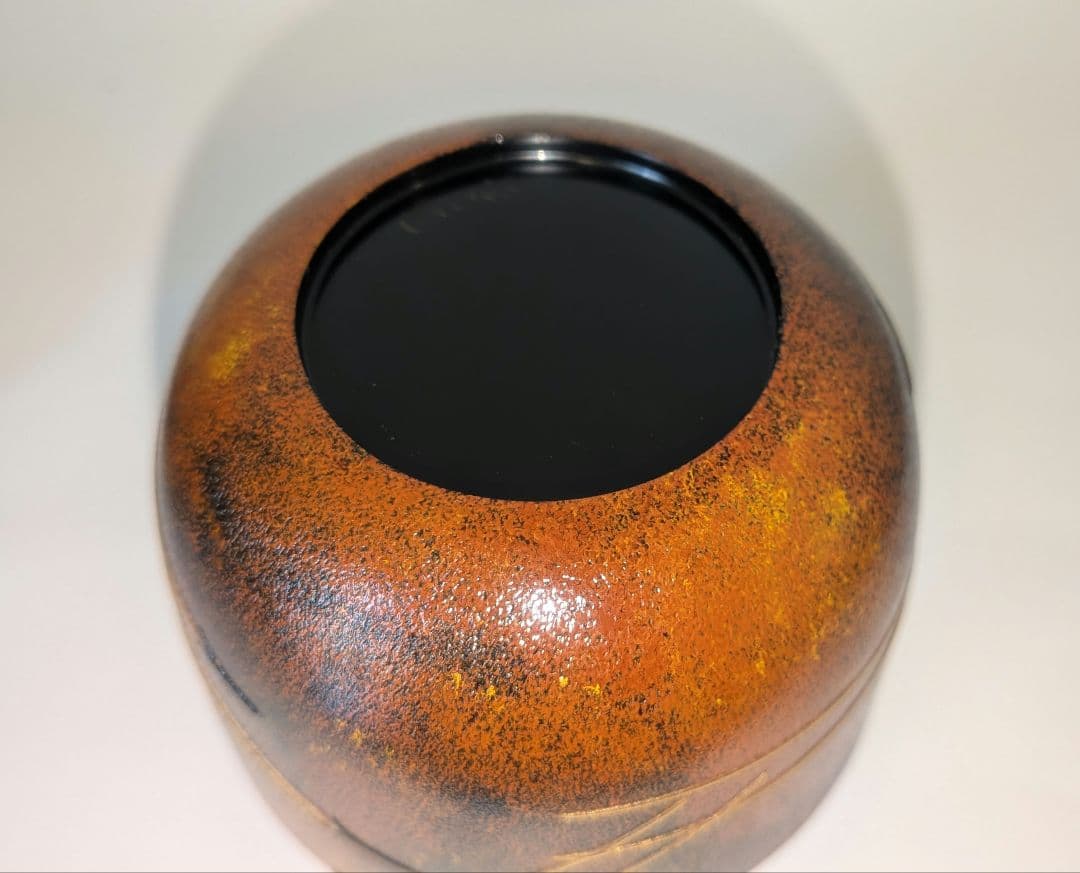 『松葉蒔絵』錆塗大棗　茶道具 川端近左　共箱　二重箱　表千家裏千家千利休