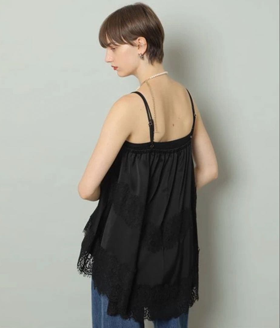 CADUNEカデュネ レースキャミブラウス　ブラック