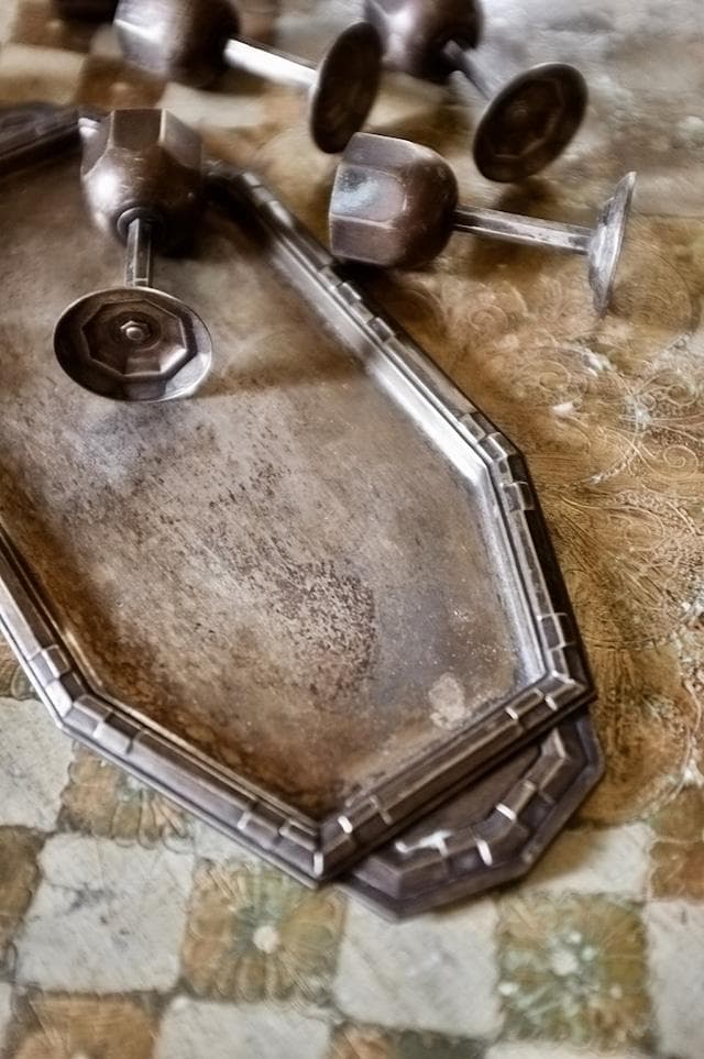 sold 1900s フランス 多数派オクトゴナル リキュールカップとトレイ