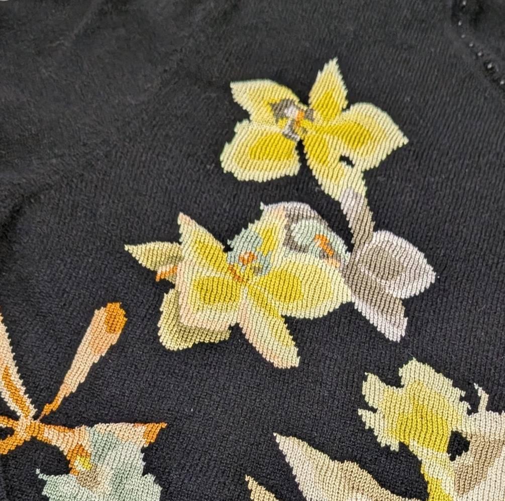 LEONARD レオナール 花柄 カシミヤ混 カーディガン ＬＬ