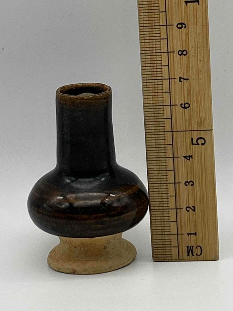 宋時代 醬釉 吉州窯小瓶 花入れ 黒釉 海鼠釉 唐物　希少貴重古賞物(F-83)