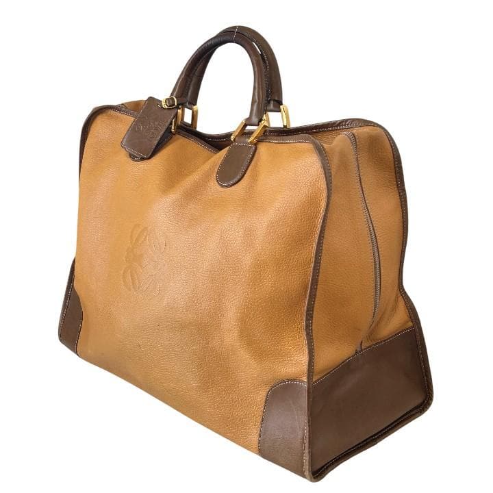 LOEWE ロエベ アナグラム レザー ボストンバッグ ブラウン系 50cm