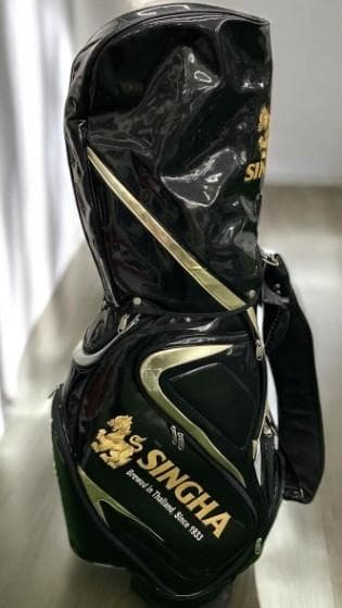 送料無料/超美品　SINGHA 高級エナメルゴルフバッグ BLACK