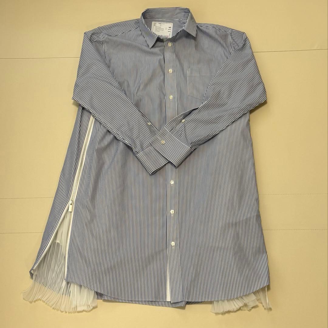 【美品】sacai サカイ サイドジッププリーツシャツワンピース