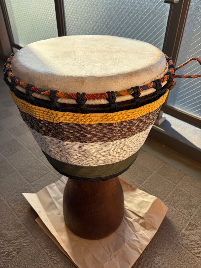 コートジボワール製ジェンベ　ケース　化粧ロープ