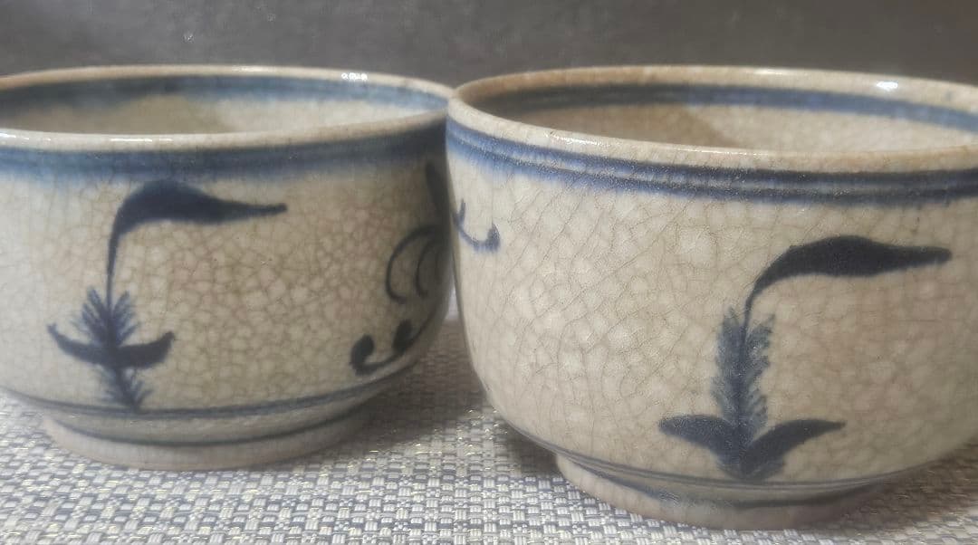 【名品❗】17〜18世紀　中国古陶磁器　南方系　古安南　安南染付　茶碗　向付2客